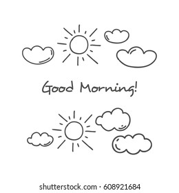 Hand drawn sky icon set
