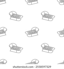 Hand drawn sled vector seamless pattern