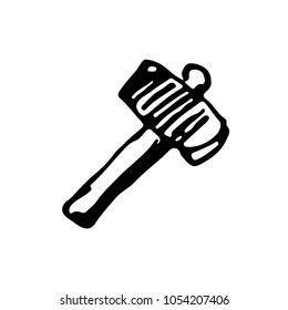 Hand drawn sledgehammer. Sketch, vector illustration.