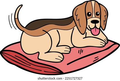 Hand Drawn sleeping Beagle Dog illustration in doodle style isolated on background