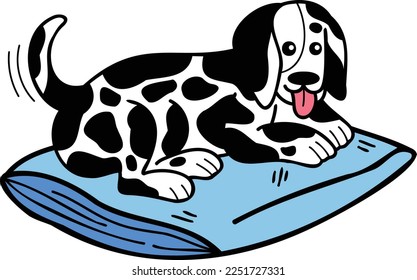 Hand Drawn sleeping Dalmatian Dog illustration in doodle style isolated on background