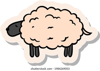 Hand drawn sleeping sheep in sticker style vector illustration