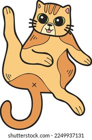 Hand Drawn Sleeping striped cat showing belly illustration in doodle style isolated on background
