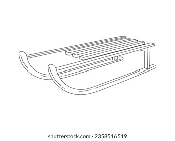 Vector Sleigh dibujado a mano. Esbozo de la trinchera aislado en el fondo blanco. Icono del trineo invernal en estilo doodle. Ilustración vectorial en estilo lineal. Transporte para el paseo por la nieve