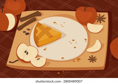 Hand drawn slice apple