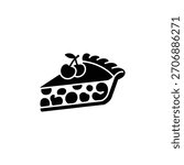 Hand drawn slice of cherry pie with two cherries on top