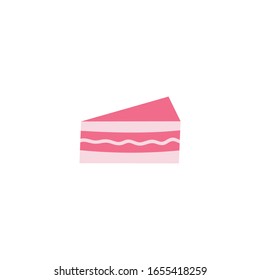 Hand drawn slice, piece of cake flat vector icon isolated on a white background.