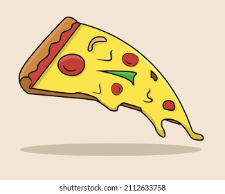 Hand drawn slice of pizza Isolated vector illustration, simple fast food illustration