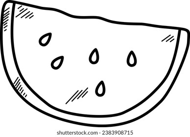 Hand drawn Slice of watermelon on white background 