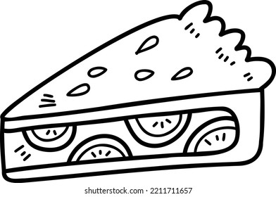Hand Drawn sliced cake illustration isolated on background