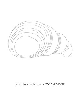 Hand drawn sliced croissant. Vector illustration of bakery product. Black and white drawing for menu, packaging and label