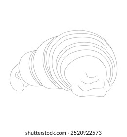 Hand drawn sliced croissant. Vector illustration of bakery product. Black and white drawing for menu, packaging and label