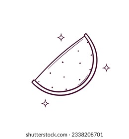 Hand Drawn Sliced Watermelon. Doodle Vector Sketch Illustration