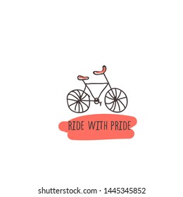 Hand Drawn Slogan with Bicycle Isolated on White Background