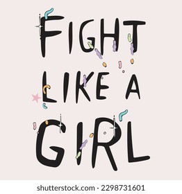 hand drawn slogan. Vector graphic design for t-shirt. Girl power letter