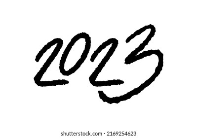 Hand drawn sloppy 2023 numbers new year with big 3 number vector illustration