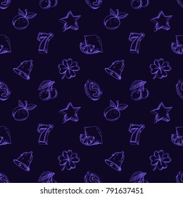 hand drawn Slot Machine Icons pattern