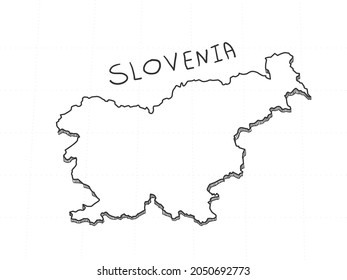 Hand Drawn Of Slovenia 3D Map On White Background.