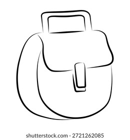 Hand drawn small backpack doodle, casual feminine bag illustration perfect for fashion designs, planners, stickers and coloring pages.Vector illustration