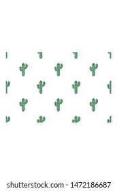 hand drawn small cactus pattern vector