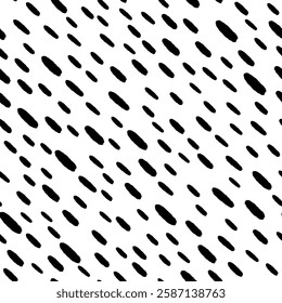 Hand drawn Small Dash Pattern. Brush drawn blobs and spots. Naive seamless pattern on white background. Simple Vector Illustration.