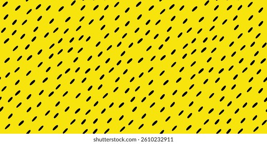 Hand drawn Small Dash Pattern. Brush drawn blobs and spots. Naive seamless pattern on yellow background. Simple Vector Illustration.