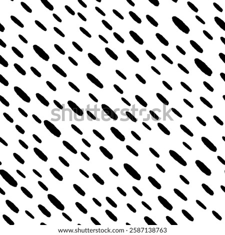 Hand drawn Small Dash Pattern. Brush drawn blobs and spots. Naive seamless pattern on white background. Simple Vector Illustration.