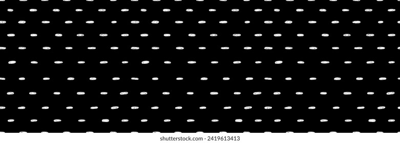 Hand drawn small dash seamless pattern. White grunge doodle stroke on black background. Abstract vector wallpaper, print.	
