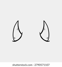 Hand Drawn Small Devil Horns Outline Sketch Illustration