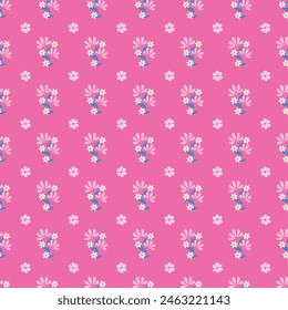 Hand drawn small flowers pattern  with color background