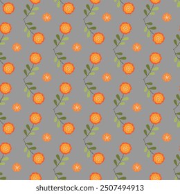 Hand drawn small flowers seamless pattern design in background .