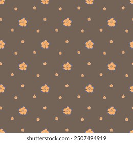 Hand drawn small flowers seamless pattern design in background .