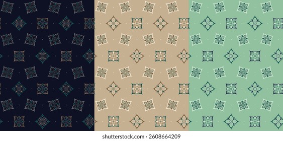 Hand drawn small motifs with pastel colors printable pattern. Minimalist geometrical half drop vector pattern ideas for men shirting, home decor, wall paper, wrapper. 