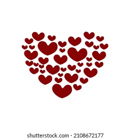 hand drawn small red heart set element vector illustration to make a big hearts isolated on white background. use to card, invitation, decoration, love symbol, celebration and valentine's day concept