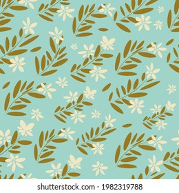 Hand drawn small vintage floral print spring textile vector seamless repeat pattern.