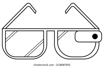 Hand drawn smart glasses.Device showing information that complements the visible