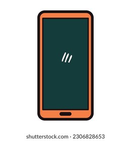 Hand Drawn smart phone in doodle style isolated on background