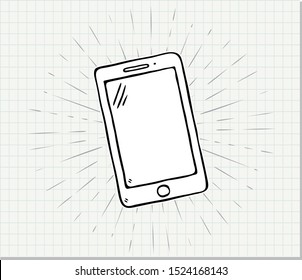 Hand drawn of Smart Phone on paper background