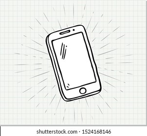 Hand drawn of Smart Phone on paper background