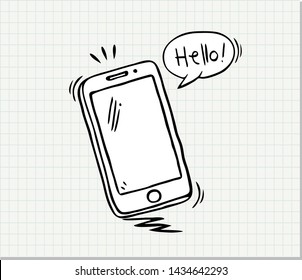 Hand drawn of Smart Phone  . Hand drawn sketch in vector