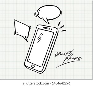 Hand drawn of Smart Phone  . Hand drawn sketch in vector