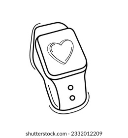 ilustración de Smart Watch dibujada a mano en estilo doodle