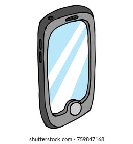 Hand drawn smartphone. Phone with a button. Vector illustration.