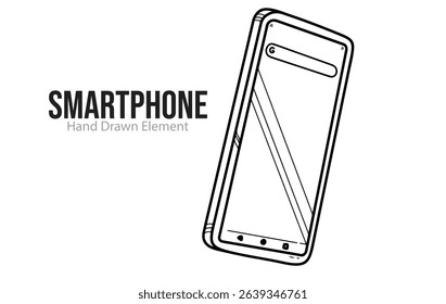 Hand drawn smartphone sketch, editable, black line, outline, simple design, electronic device, technology