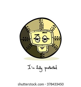 Hand drawn smile, avatar, fully protected smile. smiley the protective armor 