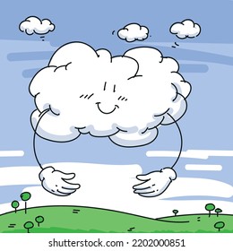 Hand drawn Smiley Cloud Illustration for Kids