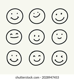 Hand Drawn Smiley Faces, Smile Line Illustration