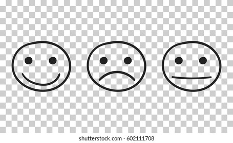Hand drawn smiley icon. Emotion face vector illustration in flat style on isolated background.