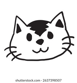 a hand drawn smiling cat head icon