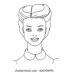 Hand drawn smiling girl. Vector stock illustration